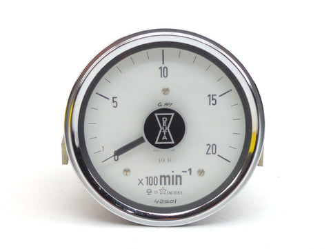 Deuta 2000 RPM White Vintage 24 Volt Precision Eddy-Current Tachometer Gauge