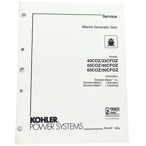 Kohler TP-5737 7/97a Genuine OEM Marine Generator 40COZ 50COZ 65COZ Service Manual