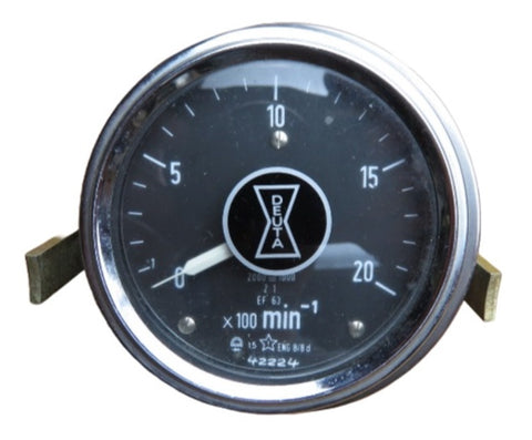 Deuta 2000 RPM Black Vintage Precision Eddy-Current Tachometer Gauge