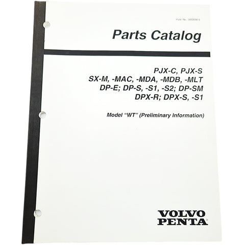 Volvo Penta 3850088-0 Genuine OEM PJX SX DP DPX Model WT Parts Catalogue Service Manual